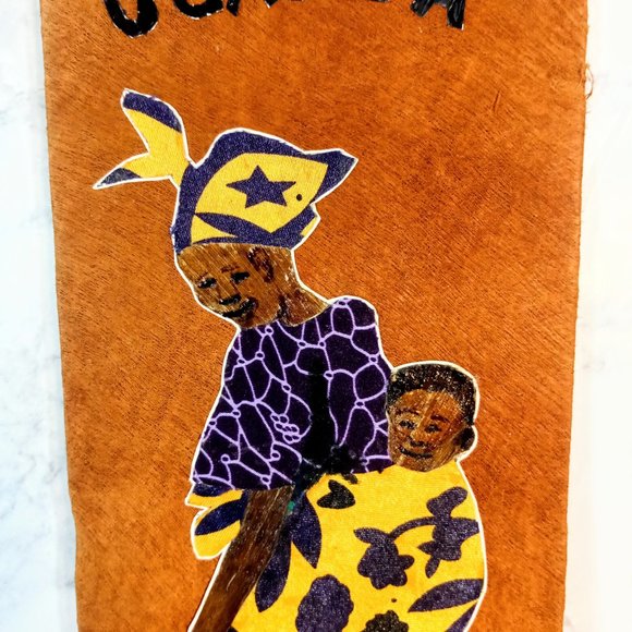 Authentic Handmade African Uganda Art Piece Woman and Child - Picture 3 of 6